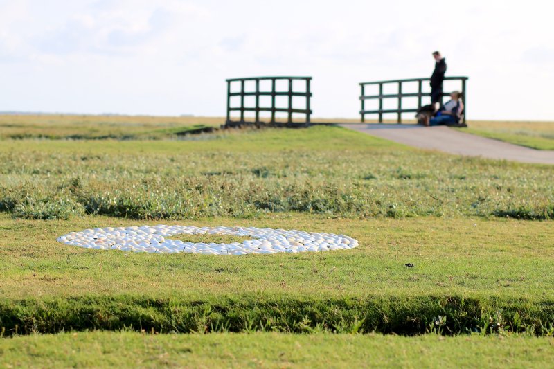 Landart mit Muscheln im Vorland